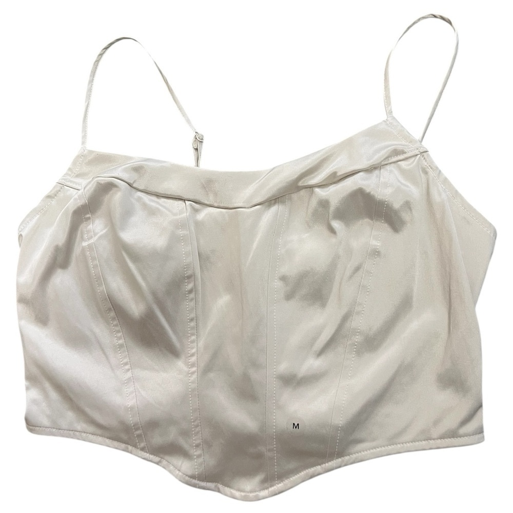American Eagle NWT cream satin spaghetti strap corset top